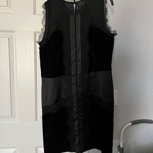 White House Black Market Black Satin Lace Mini Dress